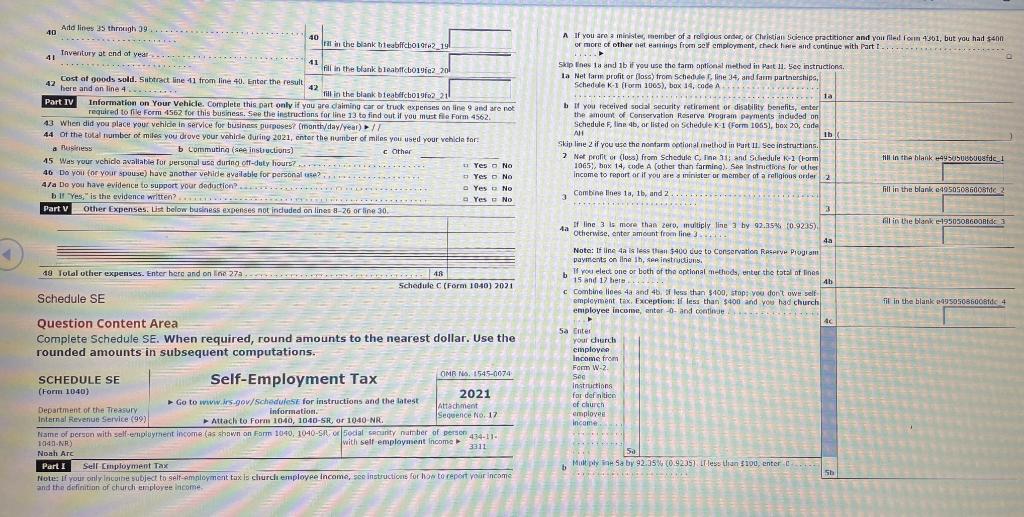 the torms in the other parts in order to determina the amounts