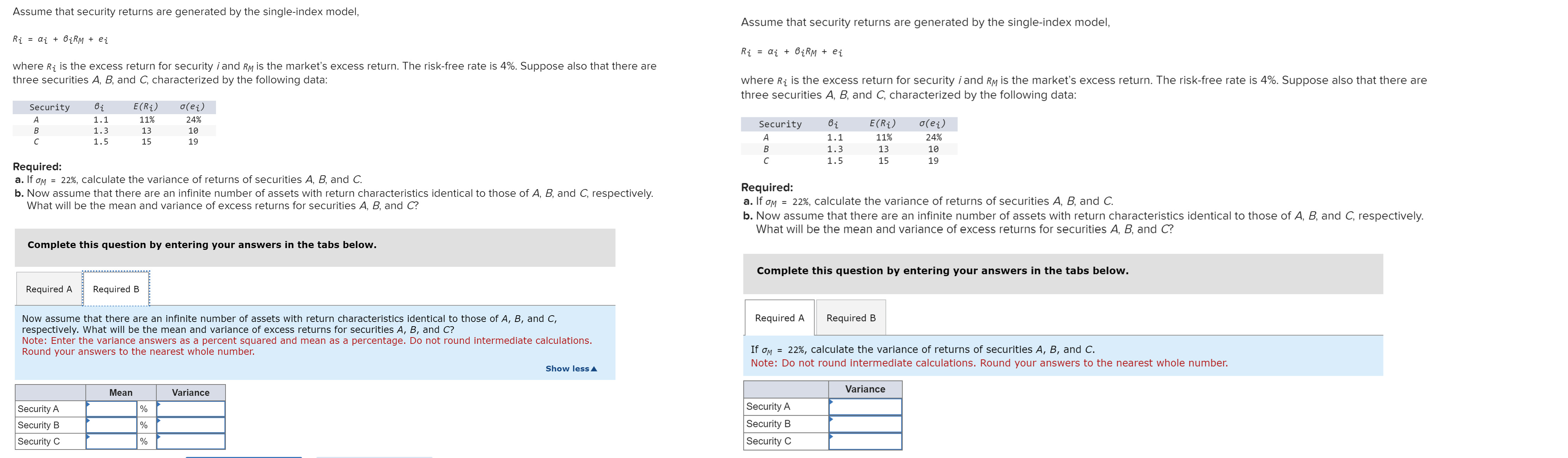  Assume that security returns are generated by the single-index model, Assume