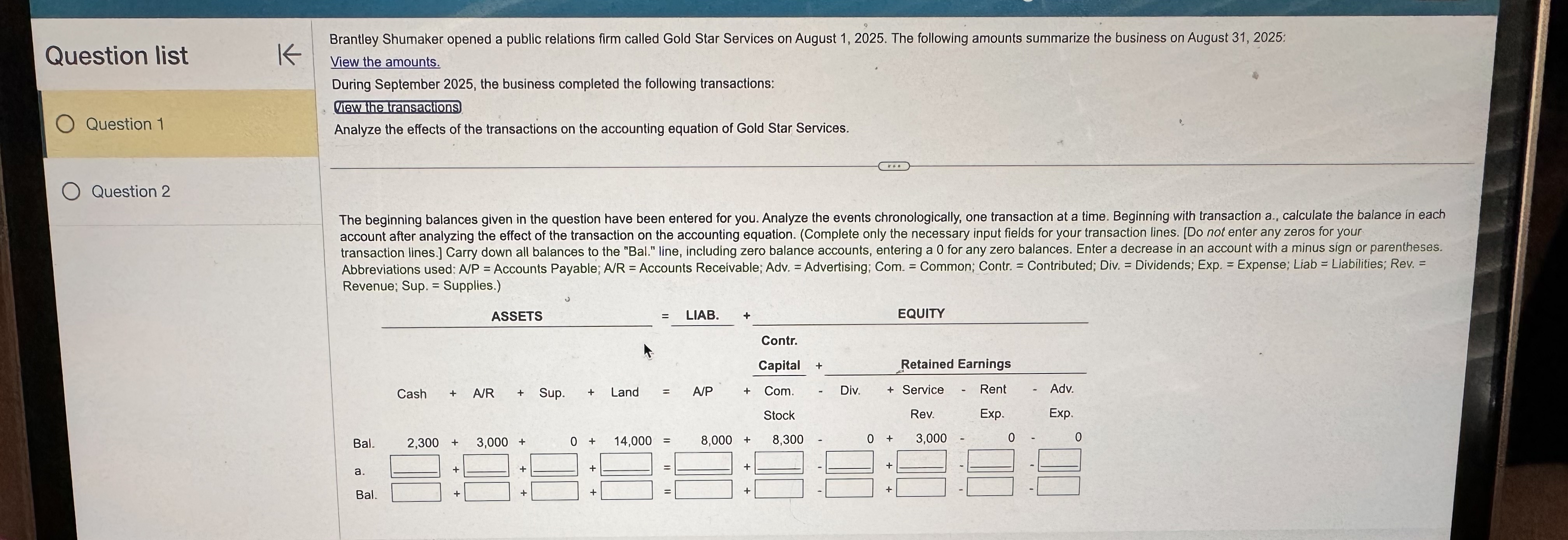  Question list Question 1 Question 2 Brantley Shumaker opened a public