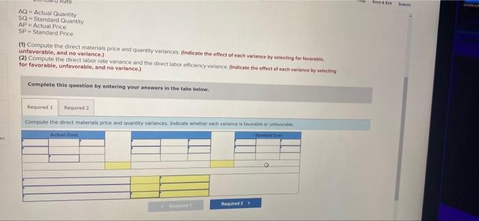 and direct labor variances LO P3 Rating Bu Reed Corp, has set
