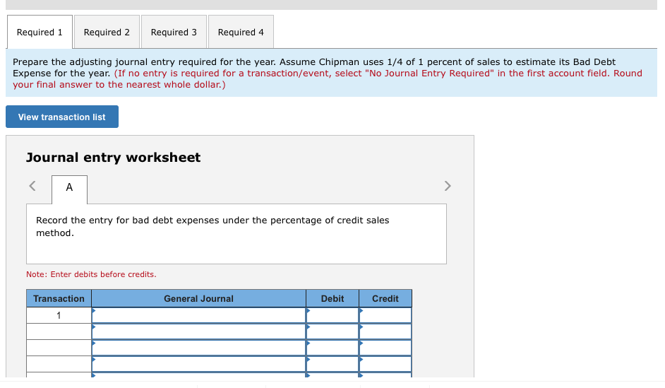 balance at its year-end: Debits $2,400 Credits Accounts Receivable Allowance for Doubtful