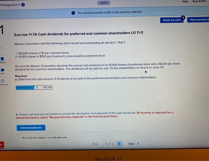  i just need part B. thank you! Help Save & Exit