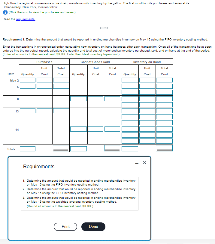 Road, a regional convenience store chain, maintains milk inventory by the gallon.