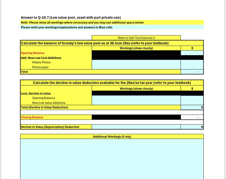  Answer to Q-10.7(Low value pool, asset with part private use) Note-