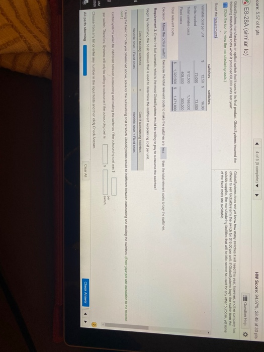 that it uses in its final product. Global Systems incurred the following