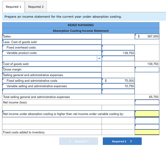 managerial reports, and it prepares the income statement under absorption costing for