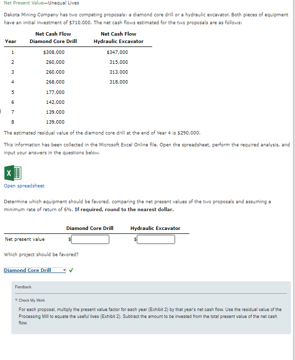  Net Present Value-Unequal Lives Dakota Mining Company has two competing proposals: