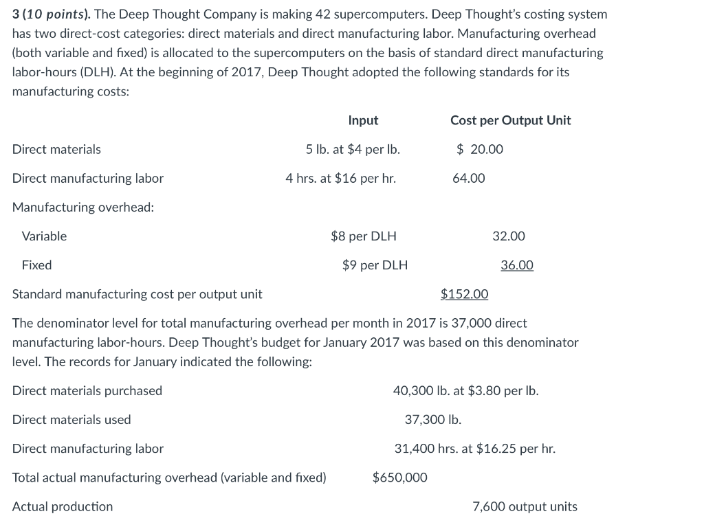  3(10 points). The Deep Thought Company is making 42 supercomputers. Deep