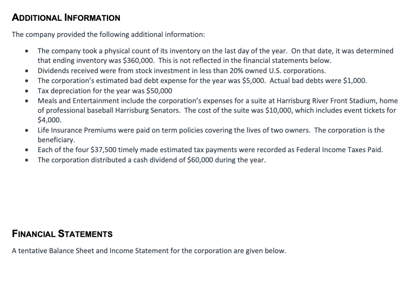  Help me fill out form 1125-A,1125-E and 1120 In this scenario,