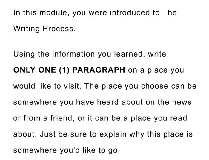 be somewhere you have heard about on the news or from a