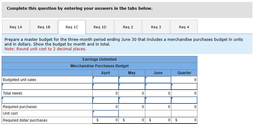 Complete this question by entering your answers in the tabs below. Prepare