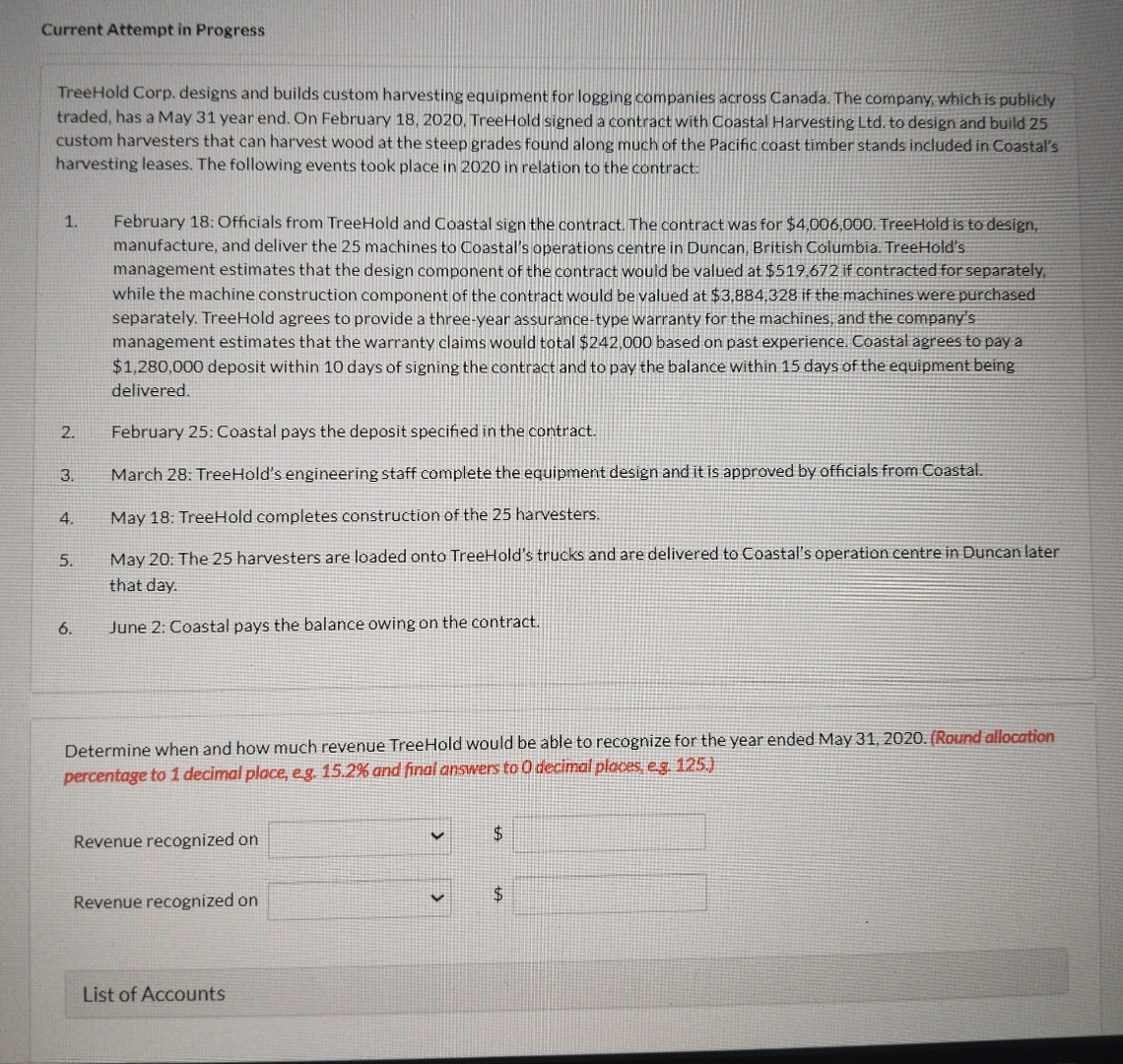  Current Attempt in Progress TreeHold Corp. designs and builds custom harvesting