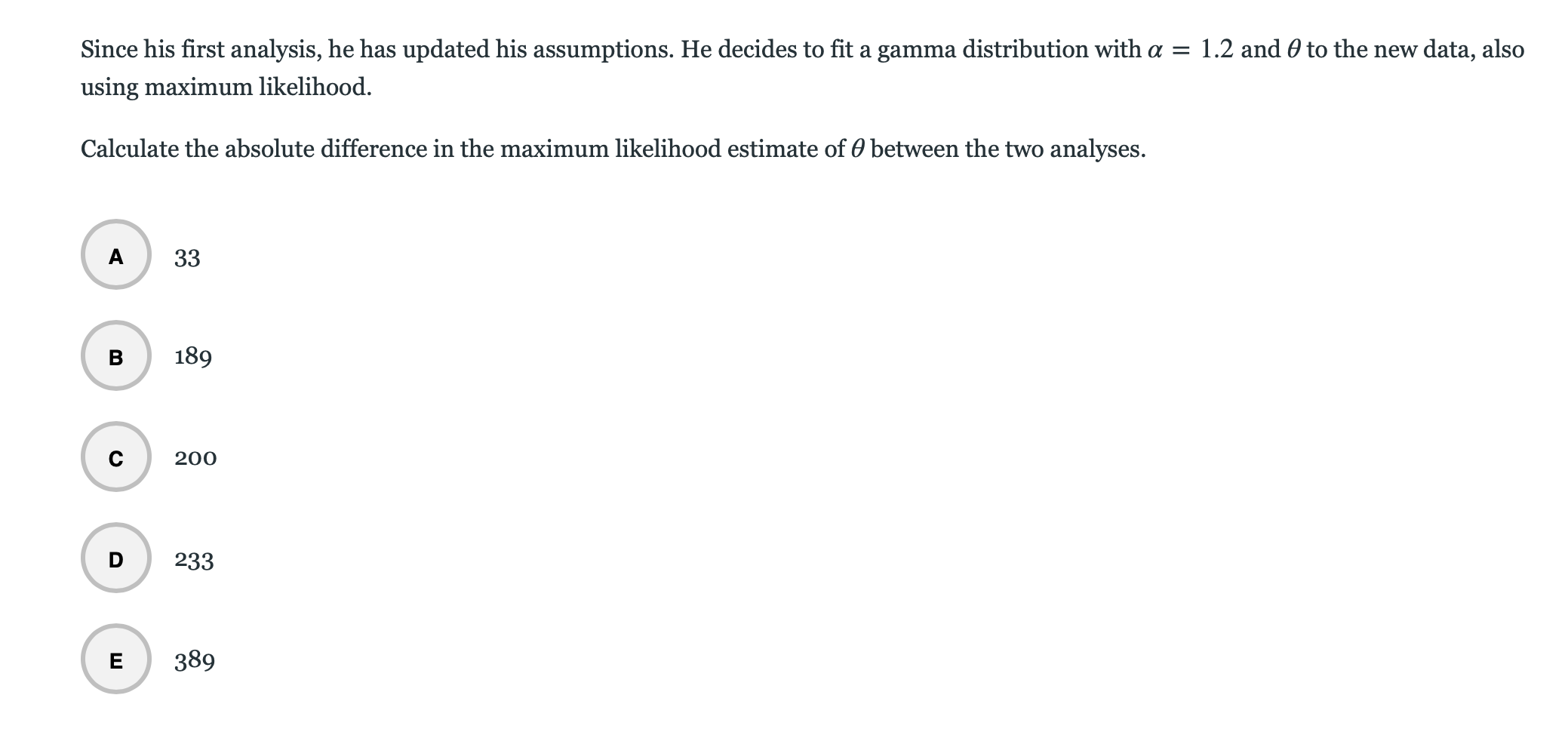 to the following claims data and estimating its parameter(s). Claim Amount Number