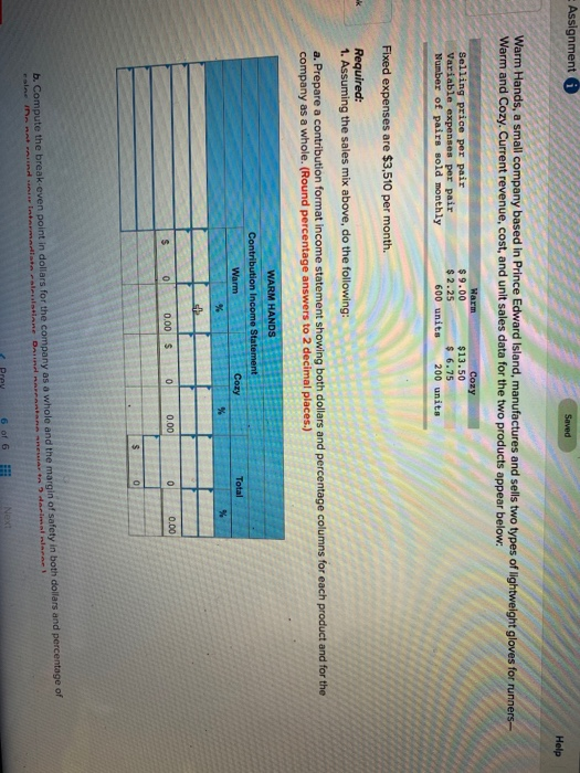  Assignment Saved Help Warm Hands, a small company based in Prince