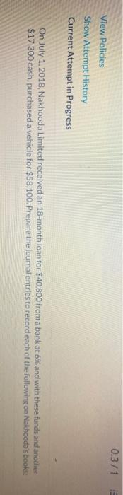  0.3/1 View Policies Show Attempt History Current Attempt in Progress On