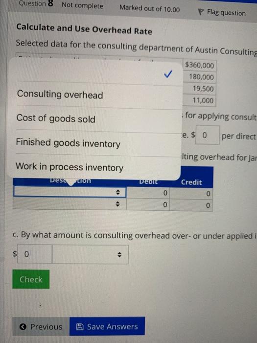 of Austin Consulting, Inc., follow. Estimated consulting overhead cost for the year