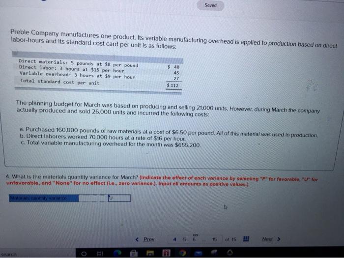 What is the materials quantity variance for March? im having trouble identifying