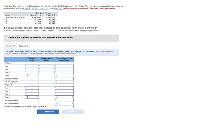presect vilue, which project a preforred? Cemplete this eatstion ly enterlag vour