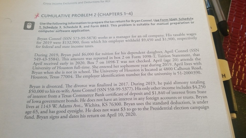  please do all the forms Gross Income Exclusions and Deductions for