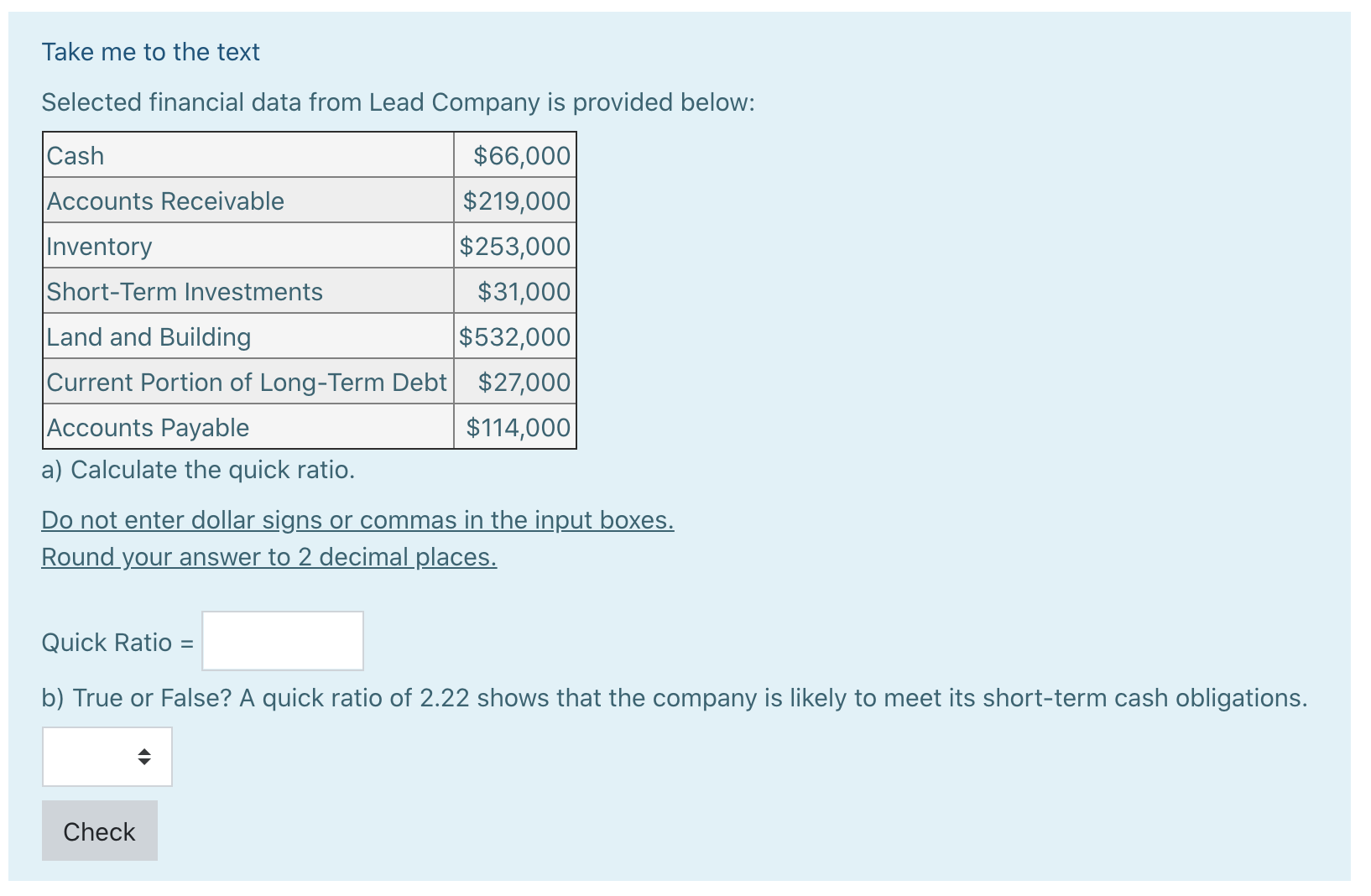 Take me to the text Selected financial data from Lead Company