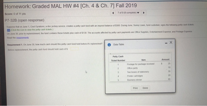  Homework: Graded MAL HW #4 [Ch. 4 & Ch.7] Fall 2019