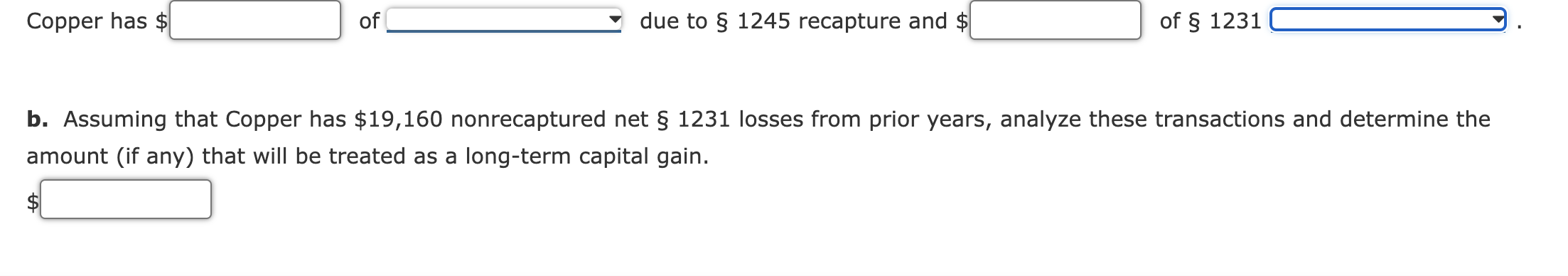 sold three 1231 assets during 2021. Data on these property dispositions are