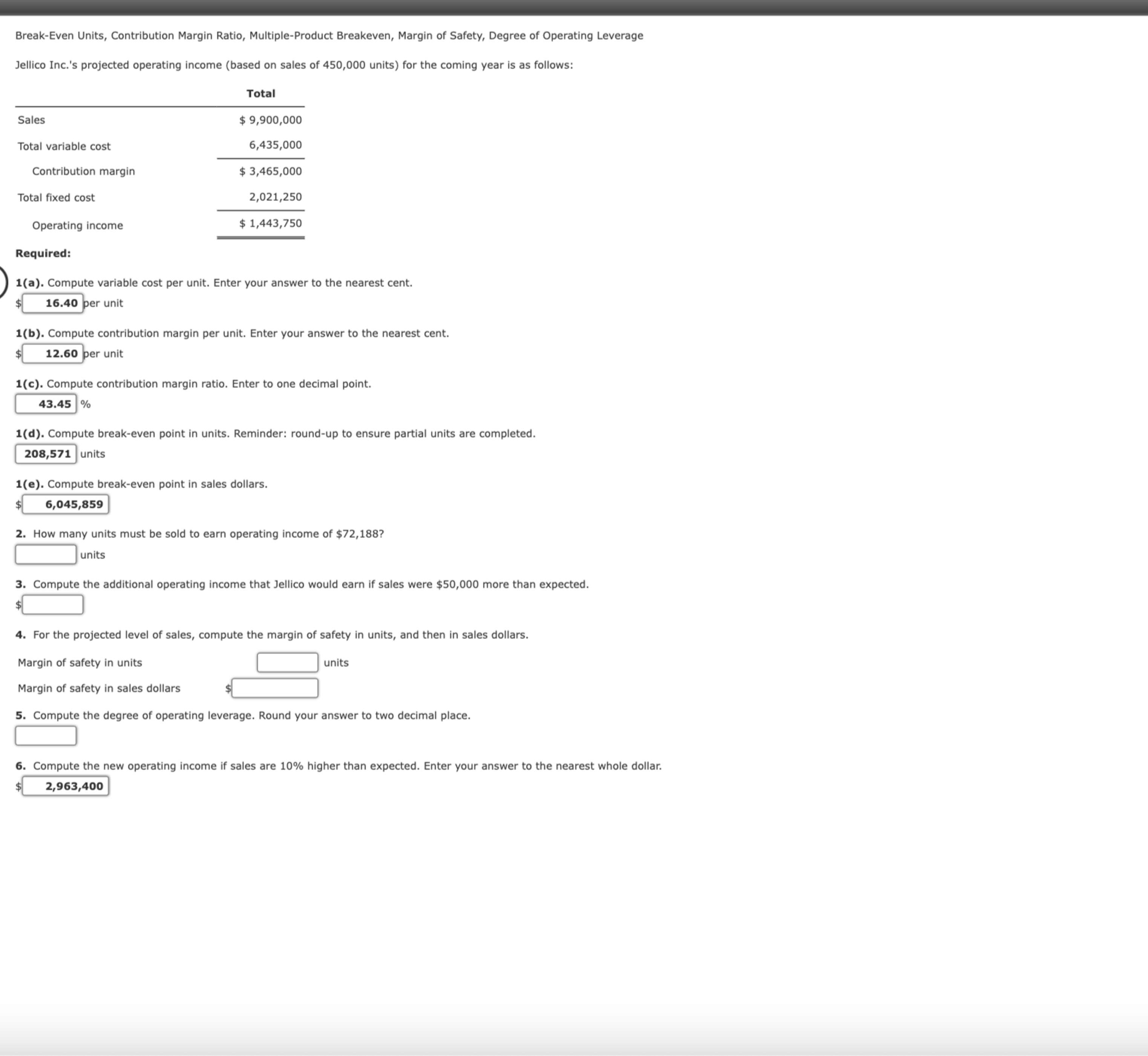  Break-Even Units, Contribution Margin Ratio, Multiple-Product Breakeven, Margin of Safety, Degree