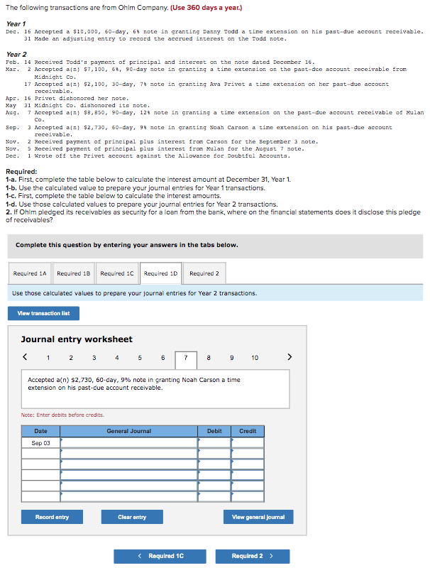 receivableMulan Accounts receivableN. Carson Allowance for doubtful accounts Cash Interest receivable Interest