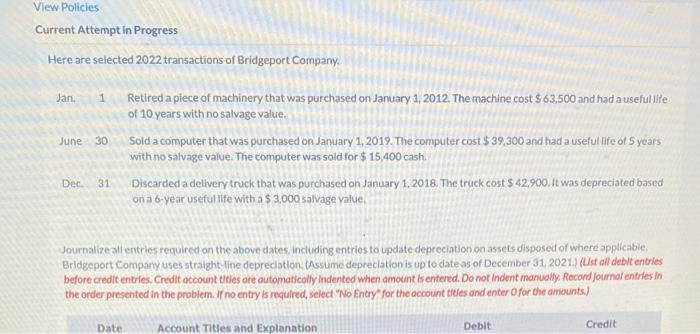  View Policies Current Attempt In Progress Here are selected 2022 transactions
