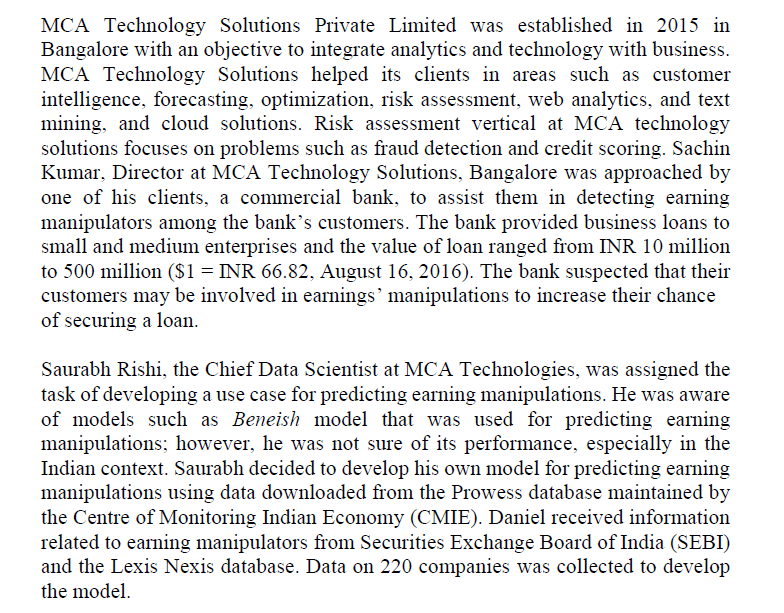  Data are as given below: MCA Technology Solutions Private Limited was