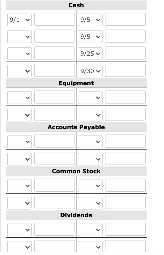in business are presented below: Sept. 1 Issued common stock in exchange