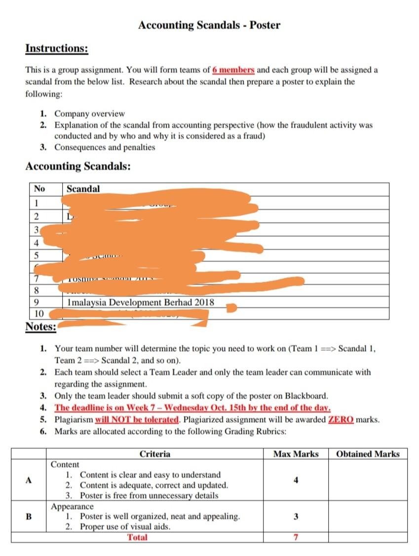  Instructions: This is a group assignment. You will form teams of