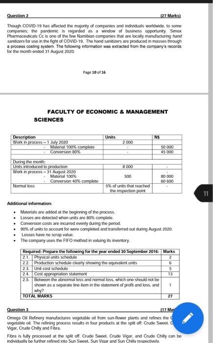answer all the questions Question 2 (27 Marks) Though COVID-19 has affected