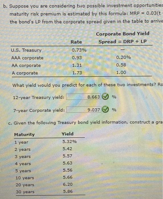part b, calc yields and then construct a new yield curve graph