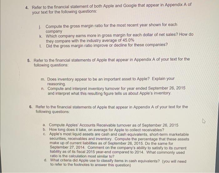 of both Apple and Google that appear in Appendix A of your