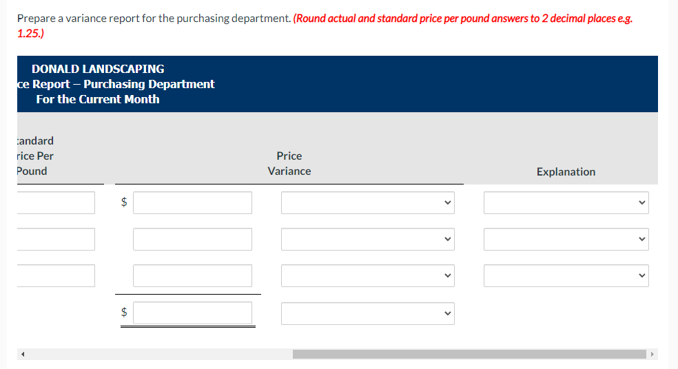 Chang, and Wyco). The company is interested in controlling the materials costs,