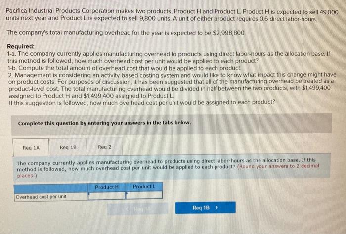  need help on this accounting problem please! Pacifica Industrial Products Corporation