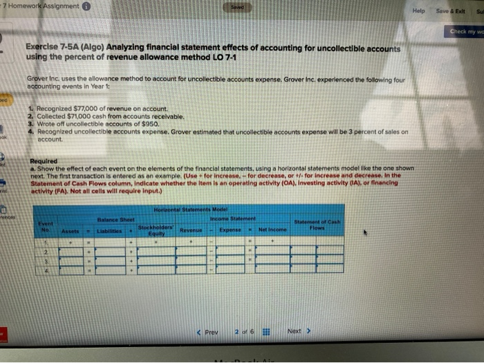  7 Homework Assignment Seved Help Save & Exit Sul Check my