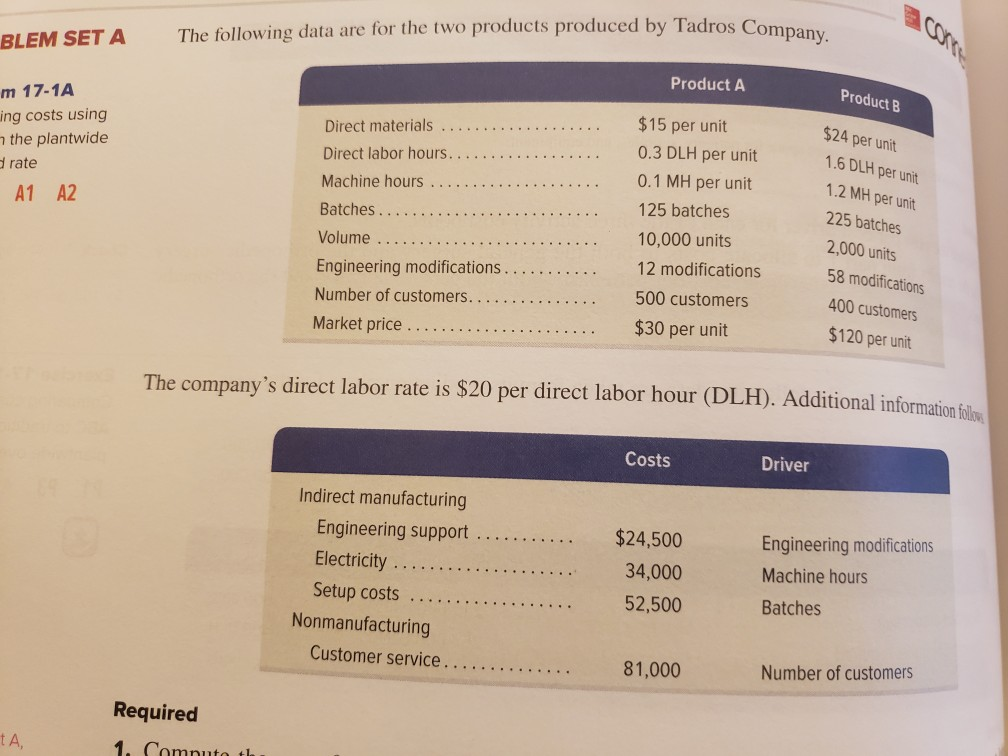 Help with #5 BLEM SET A The following data are for