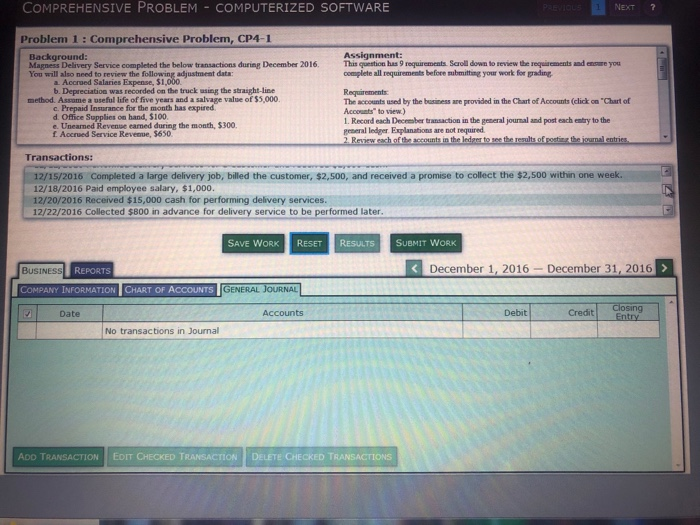 see the transactions for every date COMPREHENSIVE PROBLEM - COMPUTERIZED SOFTWARE PREVIOUS