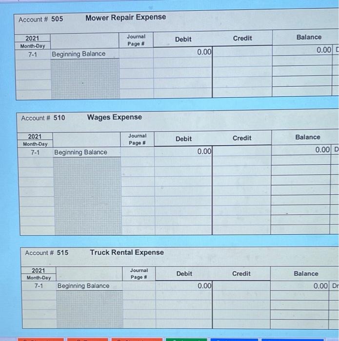 1 Purchase $64,200.00 of new mowing equipment, paying cash to the mower