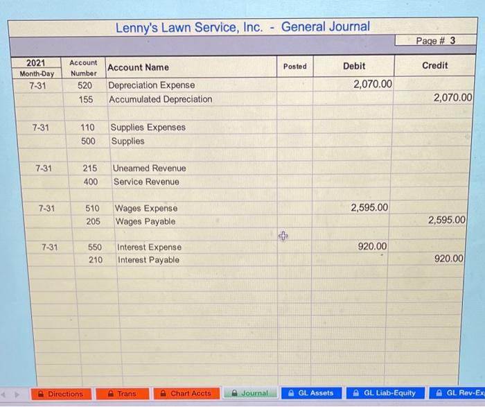 for the job. July 12 Collect $3,500.00 cash from the golf course