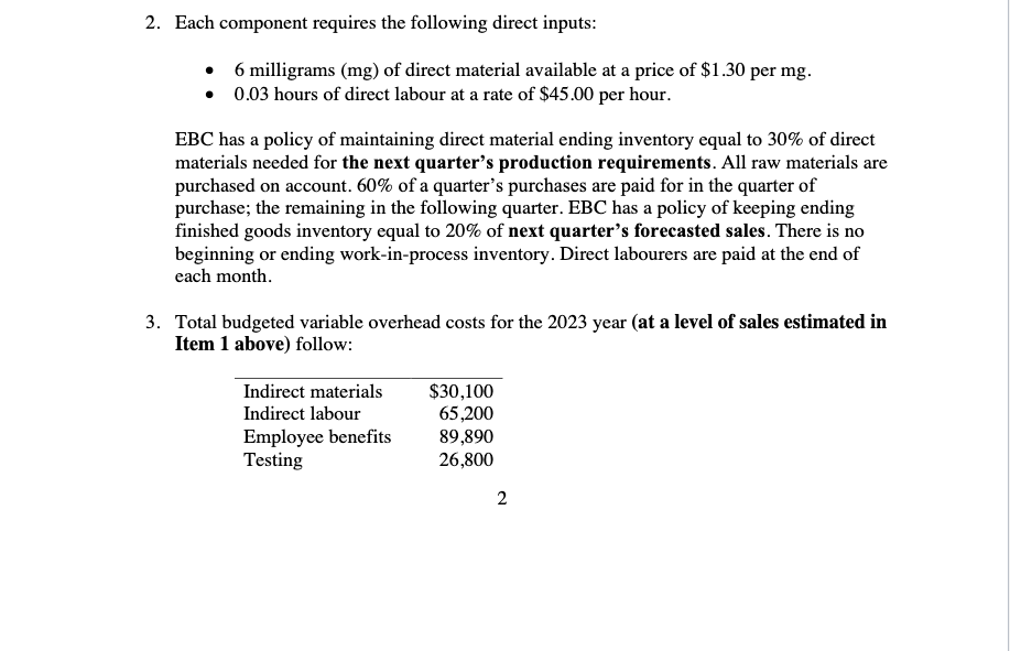 a small-scale contract producer and seller of microchips for e-bikes. EBC's customers