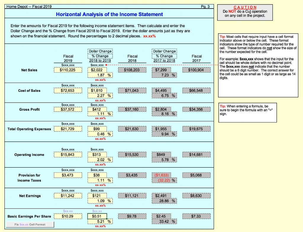 Cuf operation on any cell in the project. Vertical Analysis of the