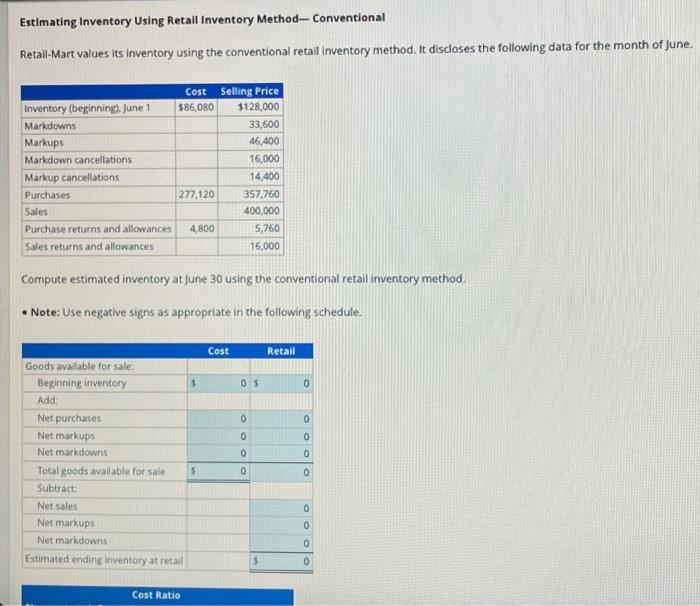  3. Estimating inventory using retail inventory method - conventional Estimating Inventory