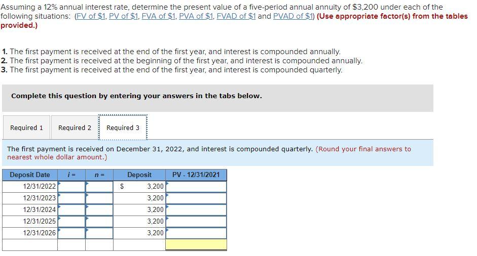 (FV of $1, PV of $1, FVA of $1. PVA of $1.