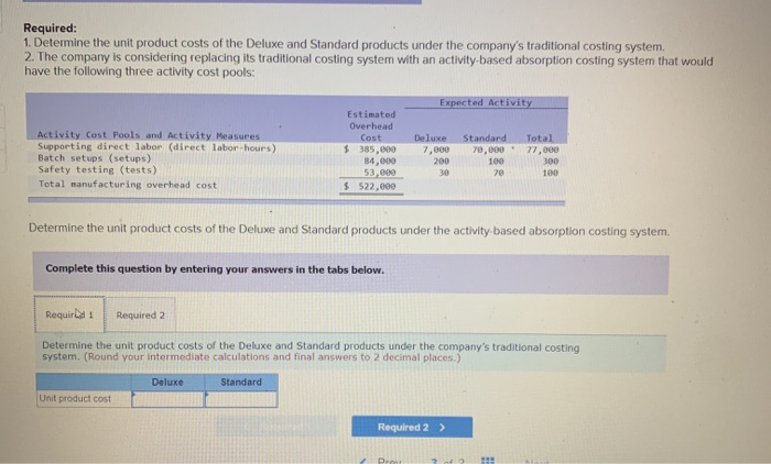 Costing [LO2- 5) Stillicum Corporation makes ultra light-weight backpacking tents. Data concerning