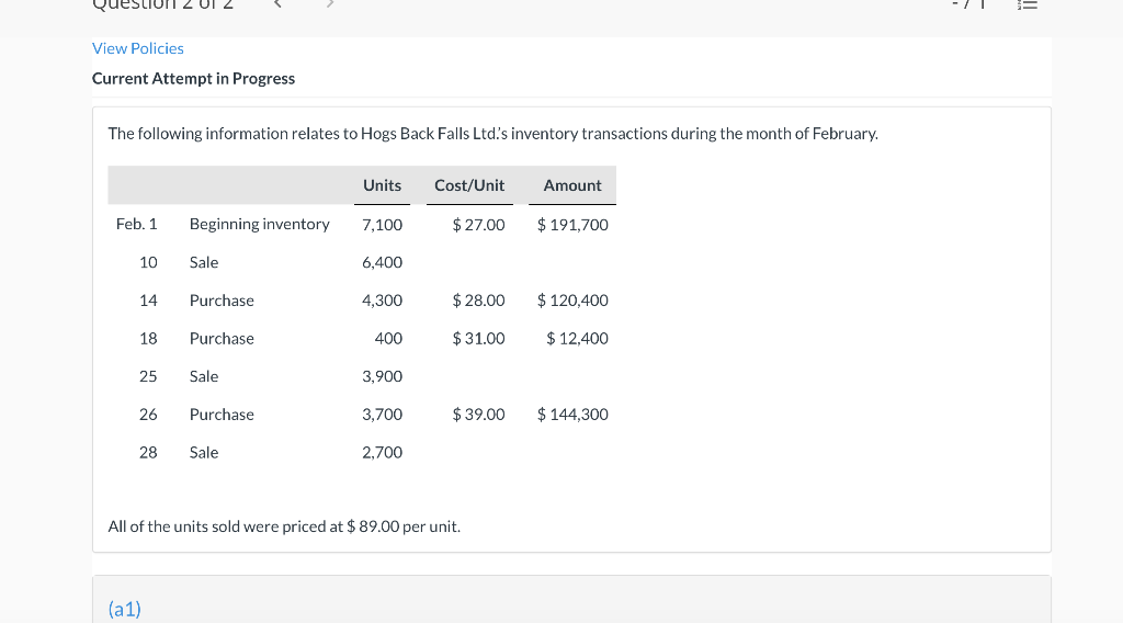 Hogs Back's cost of goods sold, gross margin, and ending inventory for