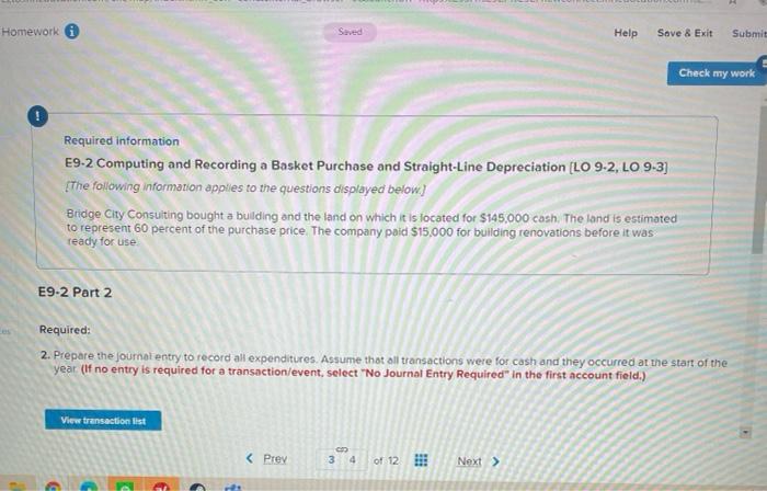  Homework Help Sove & Exit Submit Check my work Required information