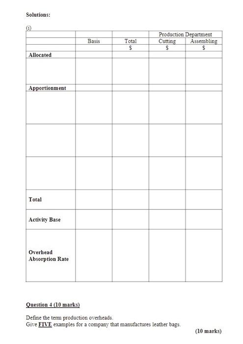 with two production departments Cutting and Assembling Budgeted overhead costs for the